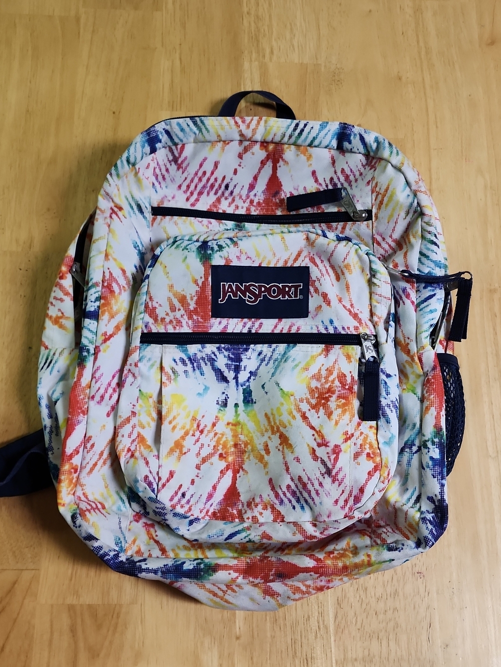 JanSport Big Student Backpack Rainbow Tie Dye Large School Bookbag EUC